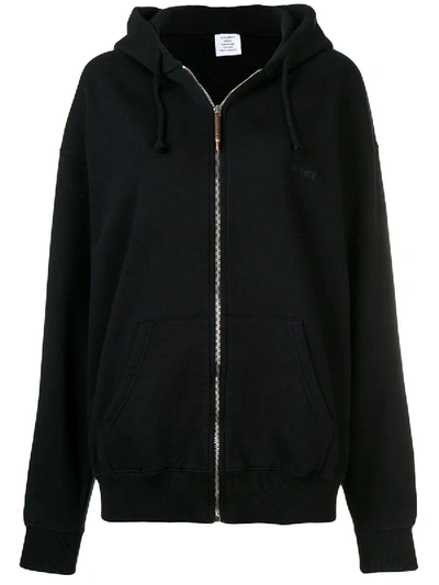 Vetements Black Zip-up Shut Up Hoodie In White