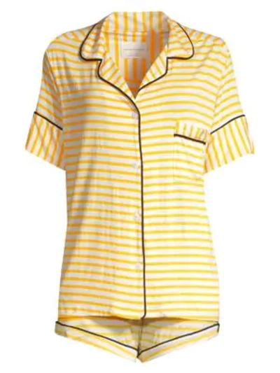 Maison Du Soir Monaco 2-piece Striped Pajama Set In Yellow Stripe