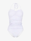 GANNI GANNI RUCHED GINGHAM SWIMSUIT,A199213919166