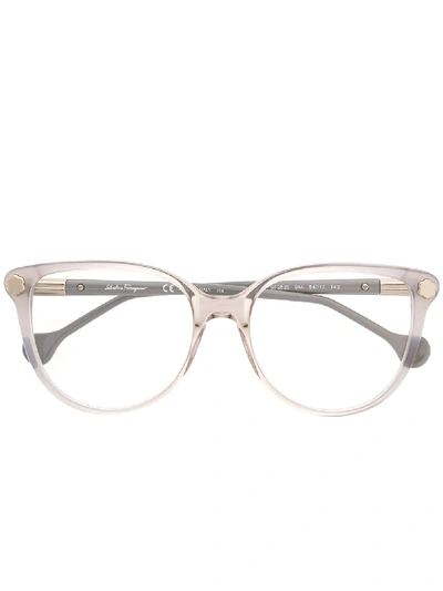 Ferragamo Salvatore  Clear Frame Glasses - Grey In Grau