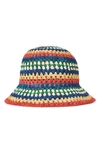 BRIXTON ESSEX RAFFIA BUCKET HAT - BLUE,10404 MULTI