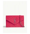Saint Laurent Medium Monogram Matelassé Leather Wallet-on-chain In Neon Pink Silver