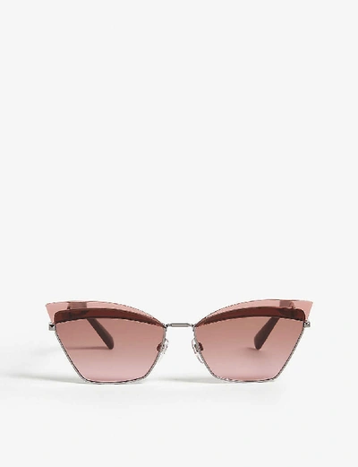 Valentino 60mm Cat Eye Sunglasses - Gunmetal/ Grey In Pastel Pink