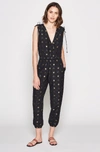 Joie Nadezhda Printed Metallic Jumpsuit In Caviar
