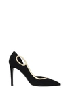 BALMAIN BLACK SUEDE LEATHER PUMPS,10965233