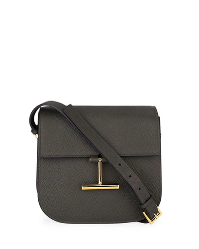 Tom Ford Small Tara Grain Calf Shoulder Bag In Dark Brown