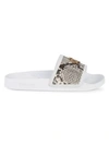 ROBERTO CAVALLI MEN'S EMBOSSED SNAKESKIN LEATHER SLIDES,0400010803691