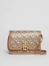 BURBERRY Mini Monogram Print Leather TB Bag