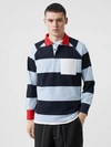 BURBERRY Long-sleeve Striped Cotton Piqué Oversized Polo Shirt