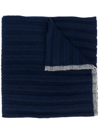 Brunello Cucinelli Blue Knitted Cashmere Scarf