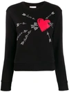 RED VALENTINO RED(V) EMBROIDERED LOVE HEART SWEATER