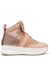 SEE BY CHLOÉ NICOLE CANVAS, LEATHER AND SUEDE HIGH-TOP SNEAKERS