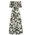 Dolce & Gabbana Off-the-shoulder Floral-print Cotton-voile Maxi Dress In Multicoloured