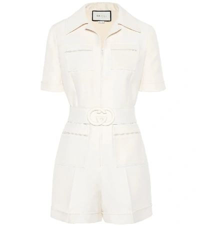 Gucci Wool And Silk Playsuit In White