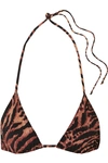 GANNI TIGER-PRINT TRIANGLE BIKINI TOP