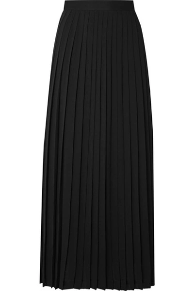 The Row Lawrence Pleated Crepe De Chine Midi Skirt In Black
