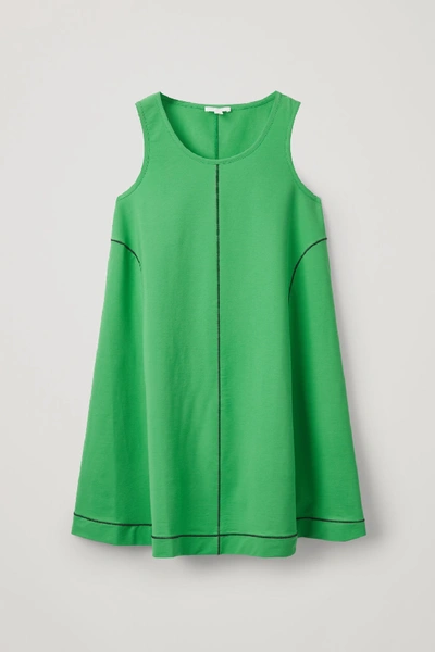 Cos Dress With Coverstitched Seams In Green