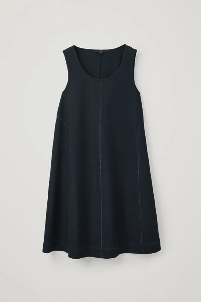 Cos Dress With Coverstitched Seams In Blue