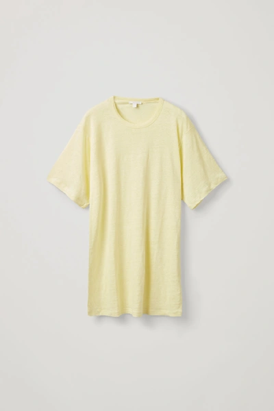 Cos Oversized Linen T-shirt In Yellow