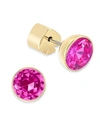 Kate Spade Gold-tone Stainless Steel Colored Crystal Stud Earrings In Fuchsia