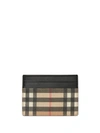 Burberry Vintage Check E-canvas And Leather Card Case In Black