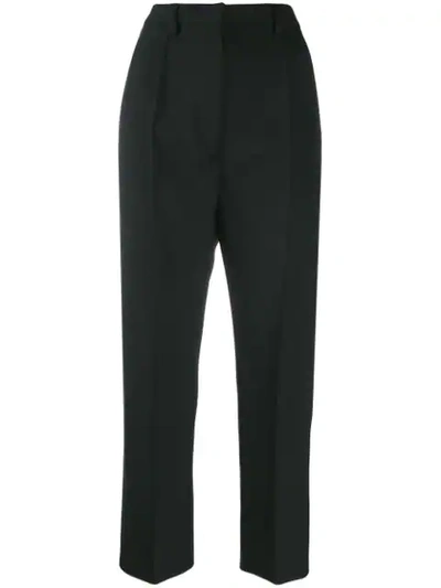 Mm6 Maison Margiela Straight Cropped Trousers In Black