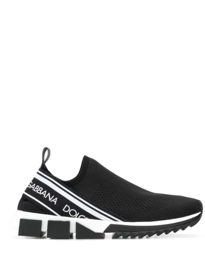 Dolce & Gabbana Sorrento Logo Mesh Sneakers In Black
