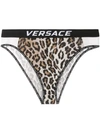 VERSACE VERSACE LEOPARD PRINT HIGH-LEG BRIEFS - 棕色