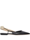 BURBERRY LOGO DETAIL LEATHER SLINGBACK FLATS