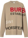 BURBERRY BURBERRY HORSEFERRY INTARSIA MERINO WOOL BLEND SWEATER - 大地色