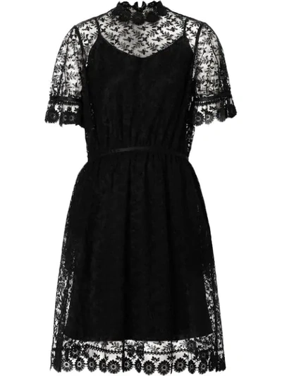 Burberry Floral Embroidered Tulle Dress - 黑色 In Black