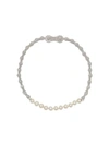 BURBERRY PEARL DETAIL BICYCLE CHAIN PALLADIUM-PLATED NECKLACE