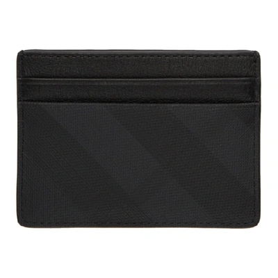 Burberry Leather Card Holder With London Check Motif In Dk Charcoal