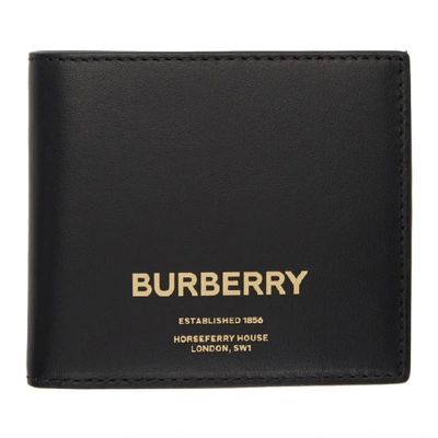 Burberry Horseferry Print Leather International Bifold Wallet In Black
