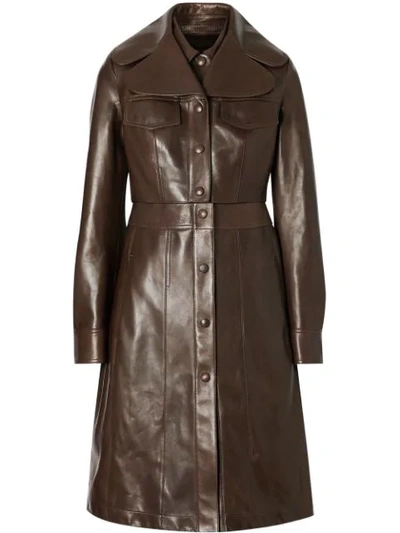 Burberry Lambskin Coat With Detachable Cropped Gilet In Dark Brown
