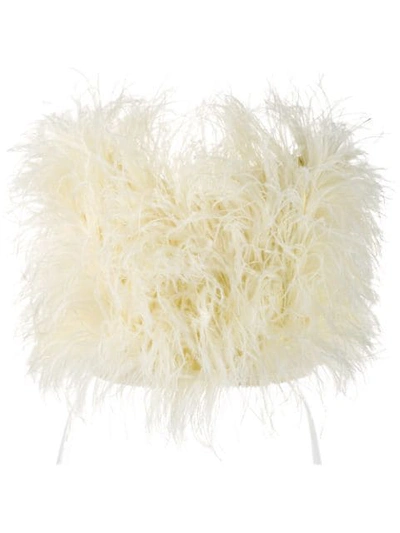 Attico Strapless Feather Embellished Top In 044 Pale Yellow