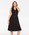 ANN TAYLOR BUTTON FRONT RIBBED KNIT FLARE DRESS,497432