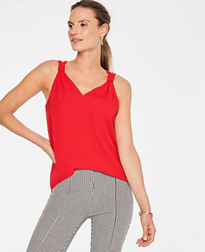Ann Taylor Knot Strap Tank In Real Red