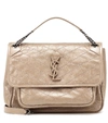 Saint Laurent Niki Medium Quilted Crinkled Glossed-leather Shoulder Bag In Neutrals