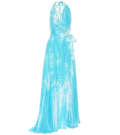 Anna Kosturova Tie-dye Silk Maxi Dress In Blue