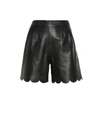 RED VALENTINO SCALLOPED LEATHER SHORTS,P00400541