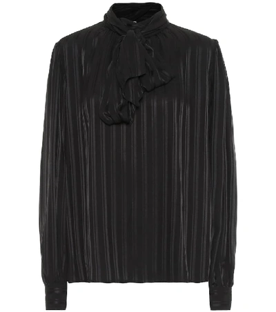 Saint Laurent Striped Lavallière Tie Blouse - 黑色 In Black