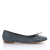 UNÜTZER CLASSIC BALLET FLATS ALLIGATOR LEATHER RIBBON BLUE