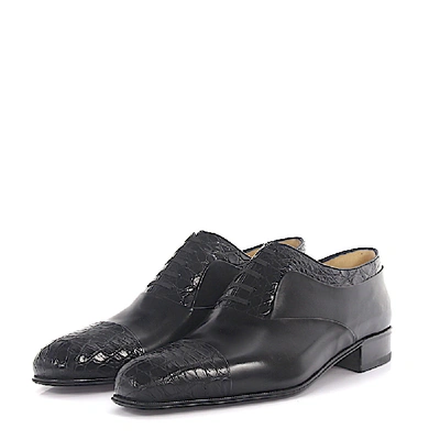 Artioli Business Shoes Oxford Alligator Leather Black