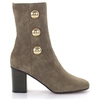 CHLOÉ ANKLE BOOTS CALFSKIN SUEDE DECORATIVE BUTTON EMBOSSING OLIVE