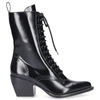 CHLOÉ LACE UP ANKLE BOOTS RYLEE CALFSKIN LOGO BLACK