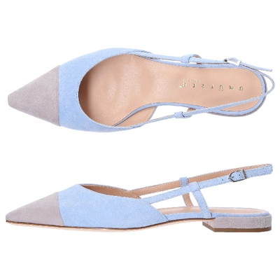 Unützer Sling-ballerinas 8667 Kalbsvelours Grau Hellblau In Blau
