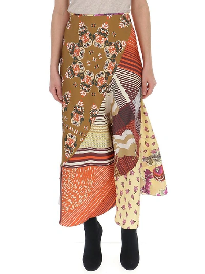 Chloé Patchwork Printed Silk-twill Maxi Skirt In Multi