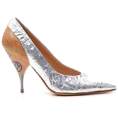 Maison Margiela Deconstruct Crinkled Metallic Pumps In Silver