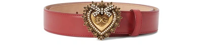 Dolce & Gabbana Devotion Leather Belt In Red